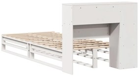 Cama com estante sem colchão 90x200 cm madeira maciça branco