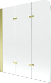 Mexen Felix divisória de banho de 3 painéis 120 x 140 cm, transparente, dourado - 890-120-003-50-00
