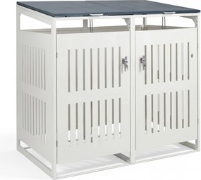 Abrigo para 2 Contentores do Lixo (NÃO INCLUIDOS), 132 x 80 x 125,5 cm, Com Fechadura, Branco