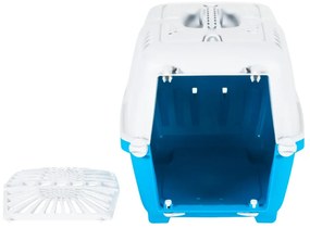 Transportadora 55x36x36 cm polipropileno branco e azul