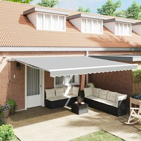 Toldo com Manual Branco 4 × 3,5 m Metal