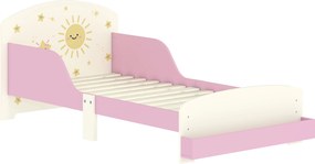 AIYAPLAY Cama Infantil para Crianças +3 Anos 70x140 cm em Madeira com Armazenamento e Desenhos de Estrelas para Dormitório Rosa | Aosom Portugal