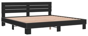 Estrutura de cama 180x200 cm derivados de madeira/metal preto