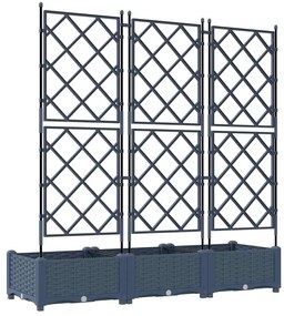 Jardineira de Jardim com Trellis 3 pcs Cinza 120x40x125.5 cm
