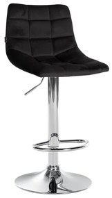 Banco de bar Jerry em veludo com estrutura cromada 87-108,5 x 43 x 46,5 cm Preto
