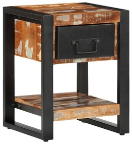 Mesa de cabeceira multicor 35x34x45cm madeira maciça recuperada