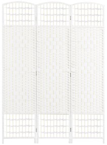 HOMCOM Biombo Separador de Ambientes de 3 Painéis 120x170 cm Divisória de Ambientes Dobrável com Corda de Papel e Estrutura de Madeira Branco