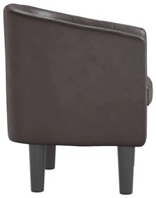 Poltrona couro artificial castanho