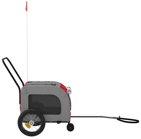Reboque para Bicicleta para Animais de Estimação Vermelho e Cinza, Tec