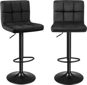 Conjunto 2 Bancos de bar 38 x 44,5 x (95-115) cm em veludo pretos