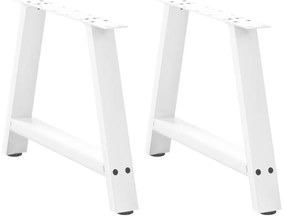 vidaXL Pés para mesa de centro em formato A, 2 peças, branco, 60x (42-43) cm, aço