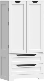 HOMCOM Armário Despenseiro de Cozinha com Prateleiras nas Portas e 2 Gavetas, Móvel Auxiliar 58x38x120 cm, Branco | Aosom Portugal
