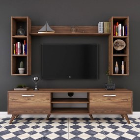 Conjunto de Móvel de TV "Askel" M2 – Design Moderno em Nogueira