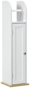 kleankin Armário Casa de Banho Armário WC Prateleiras Ajustáveis Suporte Papel Higiénico Organização 20x20x80 cm Branco | Aosom Portugal