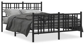 vidaXL Estrutura de cama com cabeceira e pés 120x190 cm metal preto