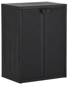 vidaXL Móvel de arrumação para jardim 65x45x88 cm vime PP preto