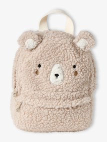 Mochila urso, em sherpa, para criança bege