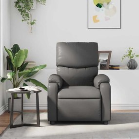 Poltrona de massagens reclinável couro artificial cinzento