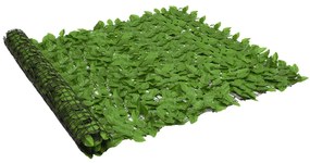 Tela de privacidade p/ varanda c/ folhas 300x150 cm verde