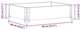 Vaso/floreira para jardim 80x60 cm pinho maciço castanho