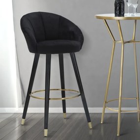 BANCO DE BAR PRAGUE 55X56X104 CM PRETO E DOURADO