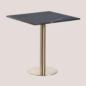 Mesa De Bar Quadrada Em Mármore Cosmopolitan Preto & ↔︎ 70 Cm & Ouro Champagne - Sklum