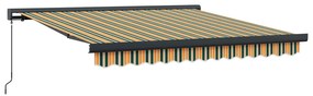 vidaXL Toldo Retrátil Multicolor 350 x 250 cm Tecido e Metal