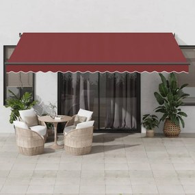 Toldo retrátil automático com luzes LED 450x300 cm bordô