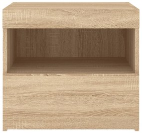 Mesas cabeceira c/ luzes LED 2 pcs 50x40x45 cm carvalho sonoma