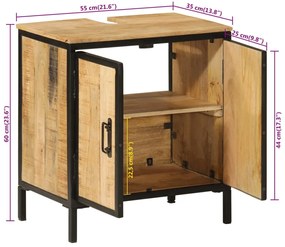 Armário de lavatório para WC 55x35x60 cm mangueira maciça/ferro