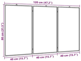 Quadro branco magnético dobrável 120x80x1,7 cm alumínio