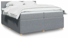 vidaXL Cama com molas/colchão 200x200 cm tecido cinza-claro