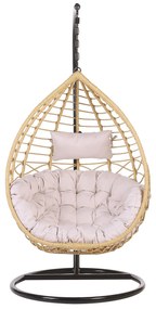 Cadeira suspensa em rattan cor natural e suporte  ARSITA Beliani