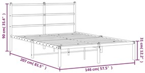 Estrutura de cama com cabeceira 140x200 cm metal branco