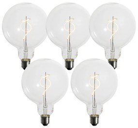Conjunto de 5 Lâmpadas LED de filamento espiral E27 reguláveis G125 4W 270LM 2200K