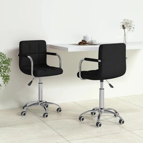 vidaXL Cadeiras de jantar giratórias 2 pcs tecido preto