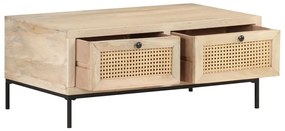 Mesa de centro 90x50x37 cm mangueira maciça e palhinha natural