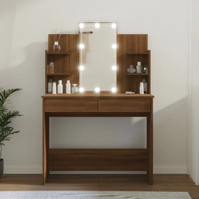 vidaXL Toucador com LEDs 96x40x142 cm cor carvalho castanho
