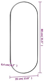 Espelho de parede oval 35x80 cm vidro