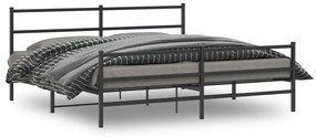 Estrutura de cama com cabeceira e pés 183x213 cm metal preto