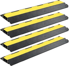 vidaXL Rampas protetoras de cabos 4 pcs 2 canais borracha 101,5 cm