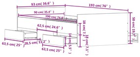 Estrutura de cama c/ painéis cabeceira e pés 90x190 cm branco