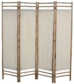vidaXL Biombo com 4 painéis dobráveis bambu e lona 160 cm