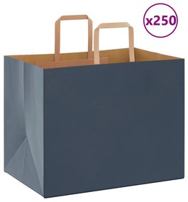 vidaXL Sacos de papel 250 unid com alças azul 32x22x24 cm