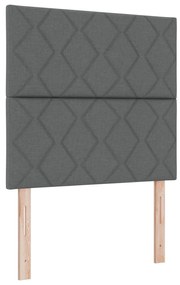 Cama Box Spring com Colchão e LED Cinza Escuro 90x200 cm Tecido