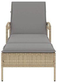 Espreguiçadeira com almofadão 63x200x81 cm vime PE bege