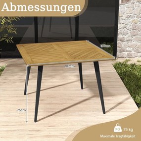Mesa de jardim com orifício para guarda-sol  em madeira de acacia para 4 pessoas