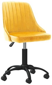 vidaXL Cadeira de jantar giratória veludo amarelo