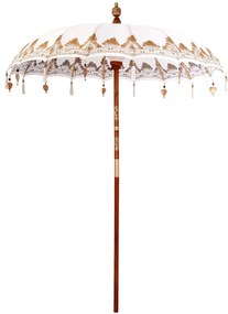 vidaXL Guarda-sol Outros Manual Creme x 250 cm Algodão e madeira