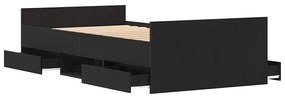 Cama vidaXL sem Colchão Carvalho Preto 90x190 cm Madeira de Engenharia
